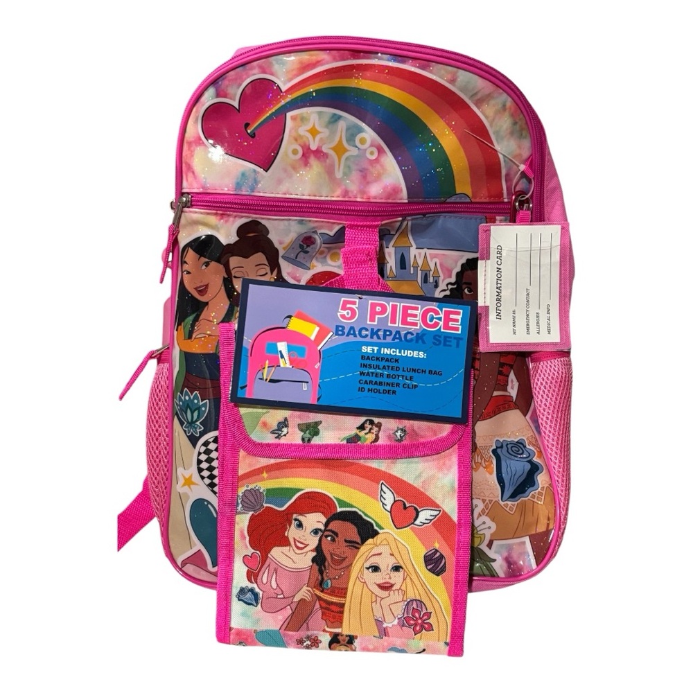 Disney Princess Pink 5-Piece Backpack Set